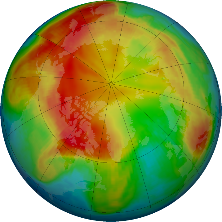 Arctic ozone map for 12 February 1999